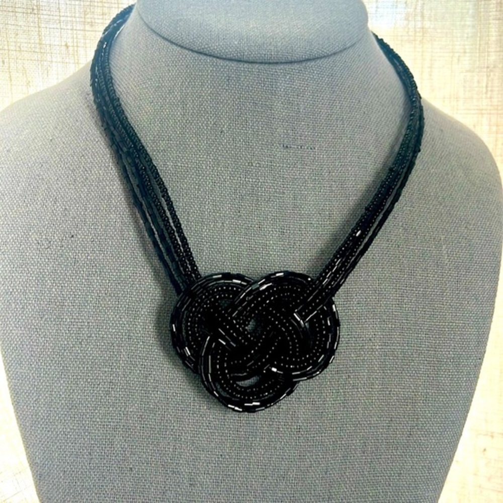 Celtic Knot Black Beaded Choker Necklace